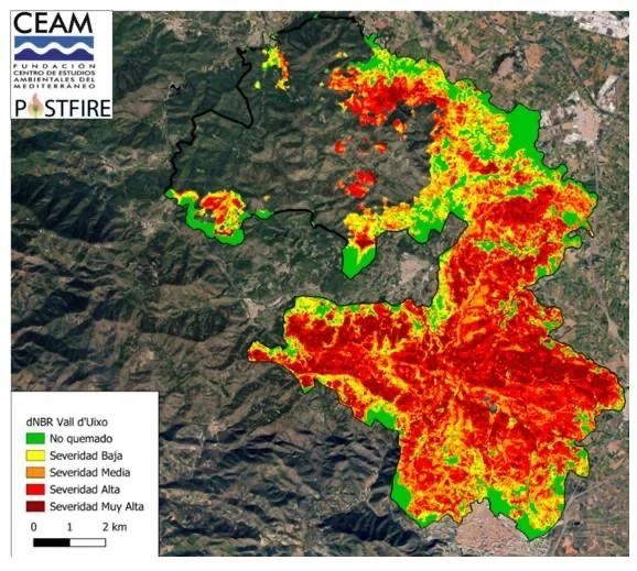 Incendio la vall estudio en tamaño mediano