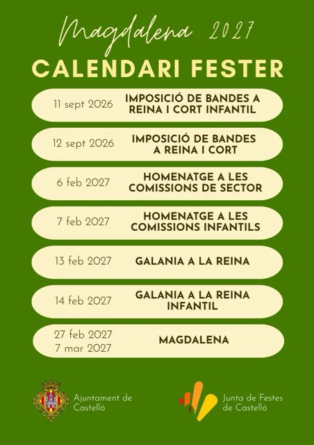CALENDARIO Magdalena 2027 en tamaño mediano