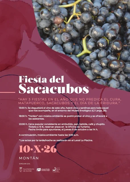 Cartel Fiesta Sacacubos Montán 2026 en tamaño mediano